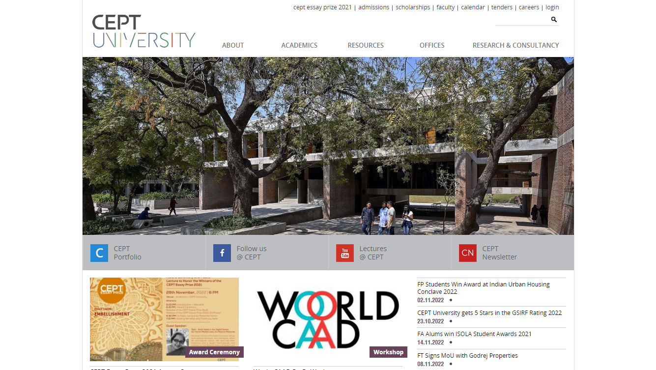 Centre for Environmental Planning and Technology University Admission, Courses, Fees, Ranking and Contact Details.