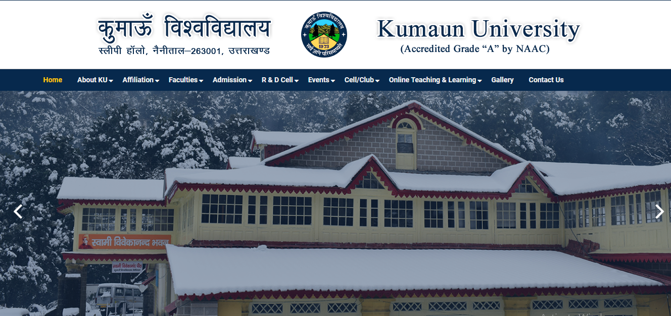 Kumaun University Admission, Courses, Fees, Ranking and Contact Details.