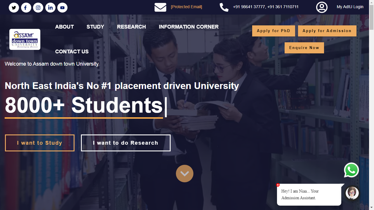 Assam Down Town University  Admission, Courses, Fees, Ranking and Contact Details.
