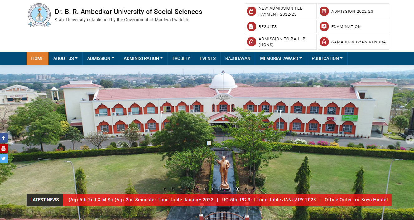 Dr. B. R. Ambedkar University of Social Sciences Admission, Courses, Fees, Ranking and Contact Details.