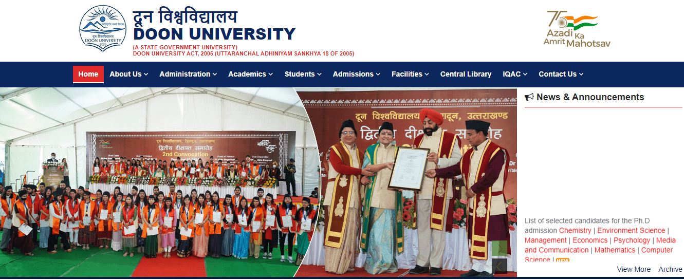 Doon University Admission, Courses, Fees, Ranking and Contact Details.