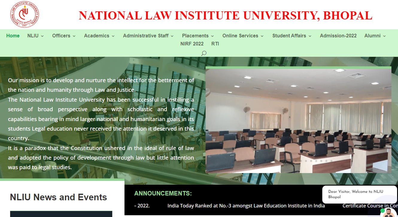 National Law Institute University Admission, Courses, Fees, Ranking and Contact Details.