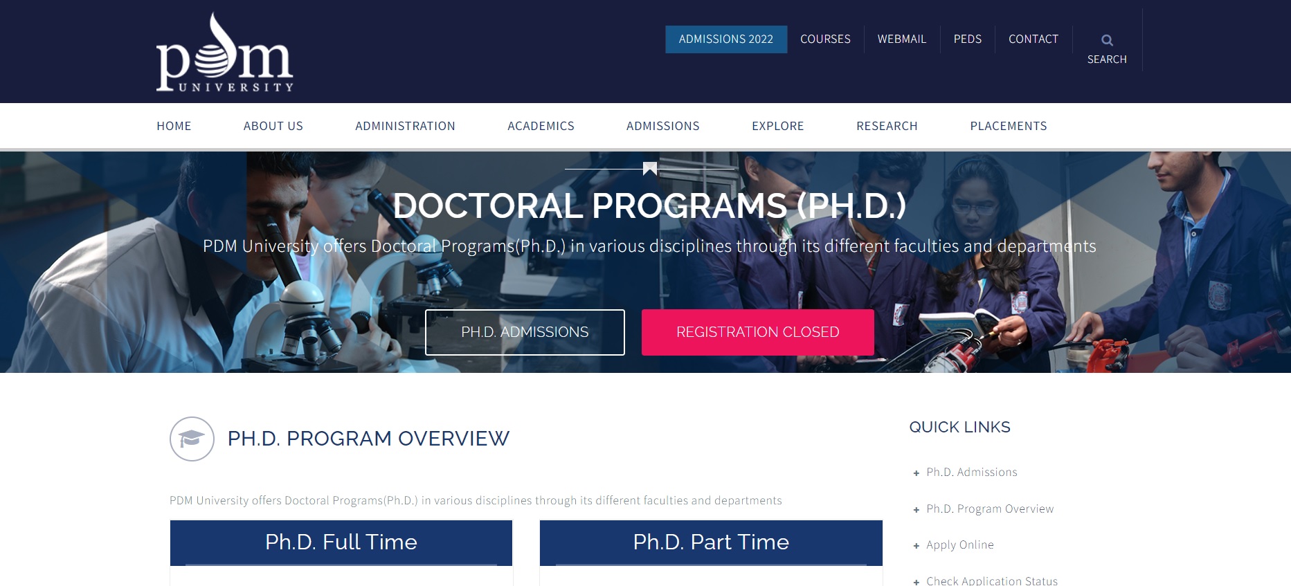 PDM University PhD Admission, Eligibility, Entrance & Guideline