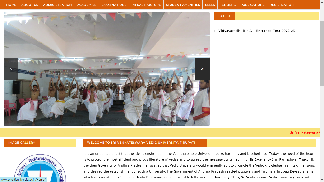 Sri Venkateswara Vedic University Admission, Courses, Fees, Ranking and Contact Details.