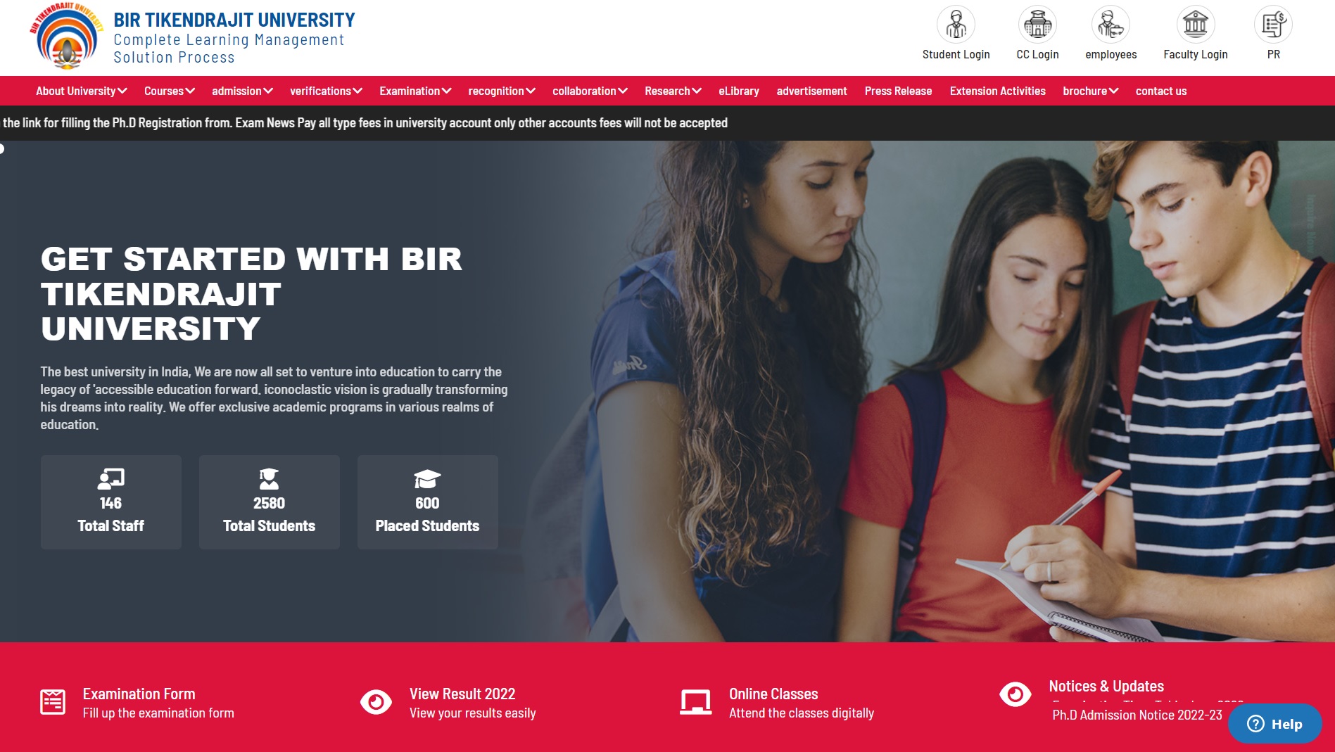 Bir Tikendrajit University Admission, Course, Fee and Campus Facility