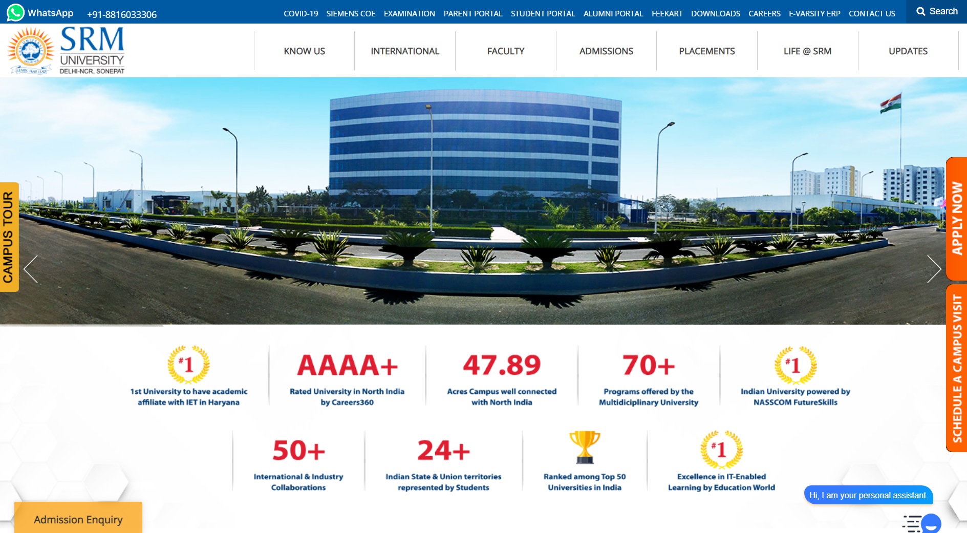 SRM University Admission, Courses, Fees, Ranking and Contact Details.