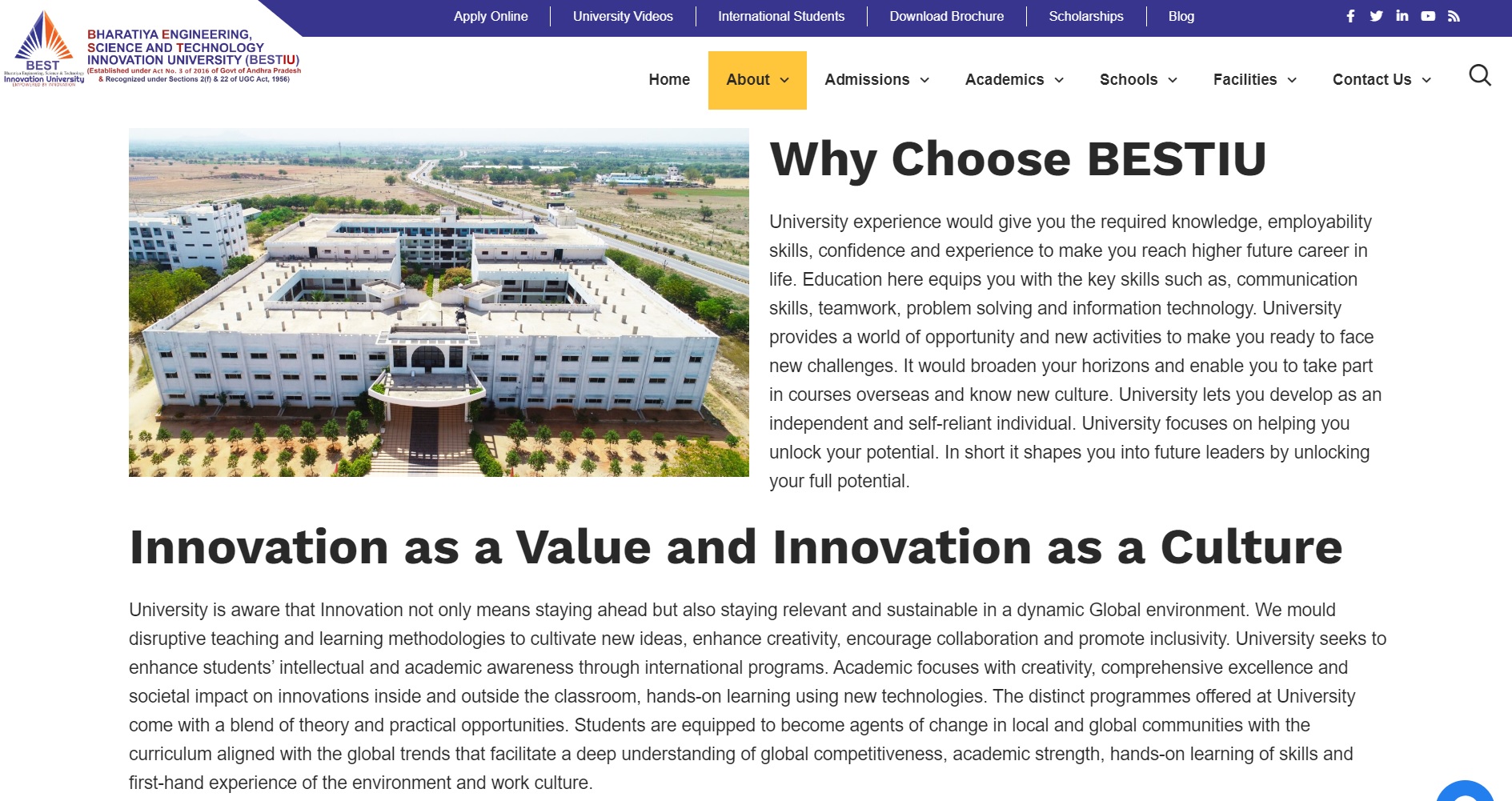 B.E.S.T Innovation University Admission, Courses, Fees, Ranking and Contact Details.