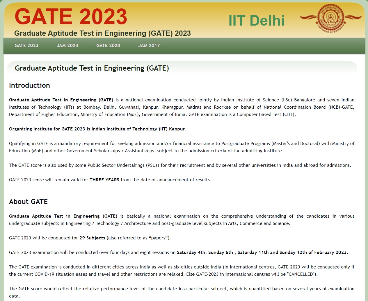 GATE 2023 Application, Last Date, Fee and Registration Process
